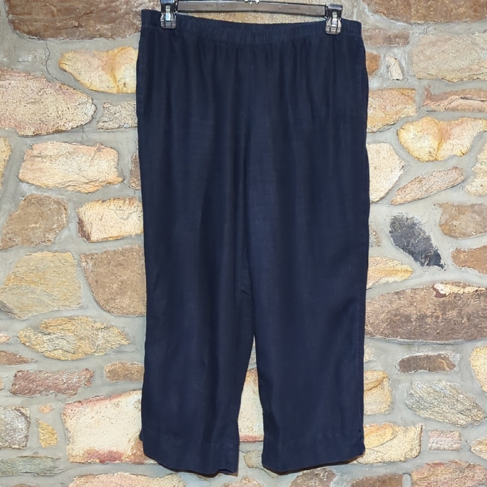 J. Jill 100% Linen Deep Blue Relaxed Pants